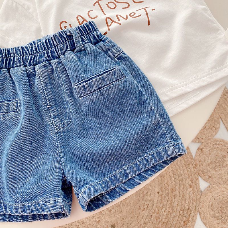 Chenma Children's Shorts 2023 Summer New Boys and Girls Simple Pocket Labeled Jeans Baby Korean Style Pants Trendy