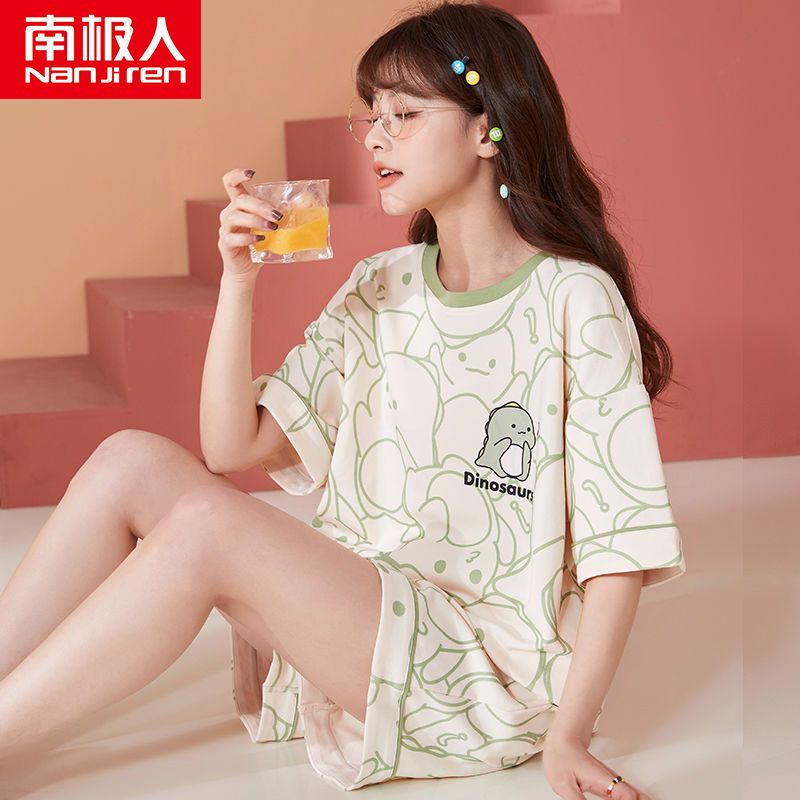 2023 new cotton pajamas women's summer thin section short-sleeved net red style cute two-piece suit summer home service