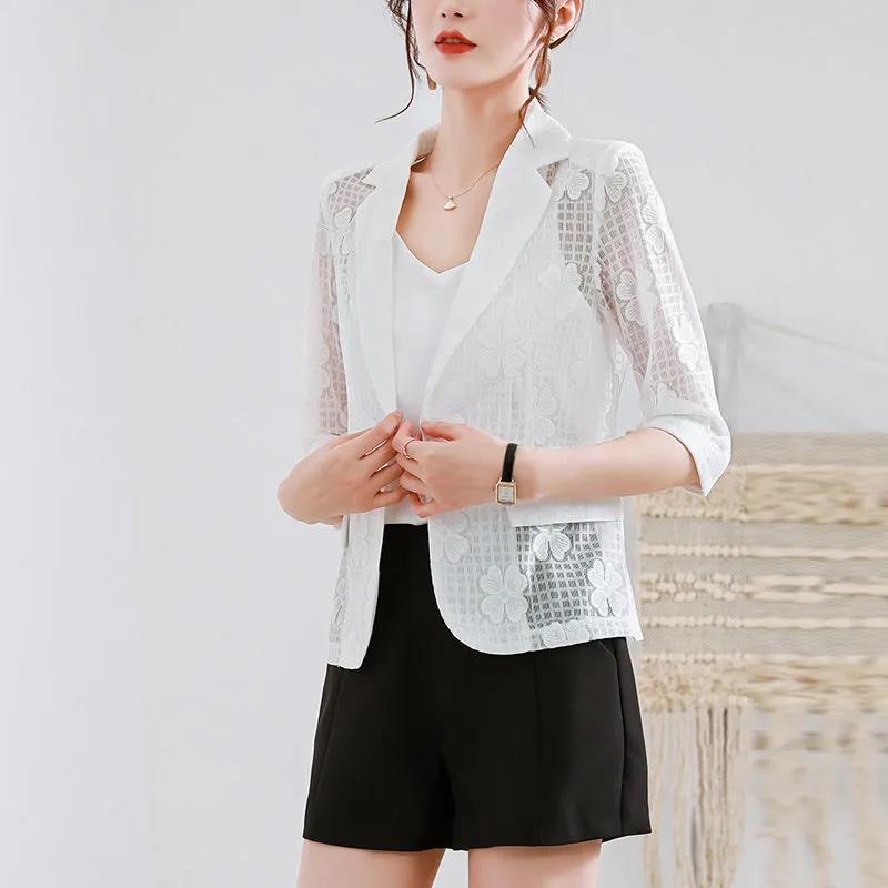 Sun protection clothing new women's style with skirt suspenders with smock summer thin fashion casual mesh small suit jacket