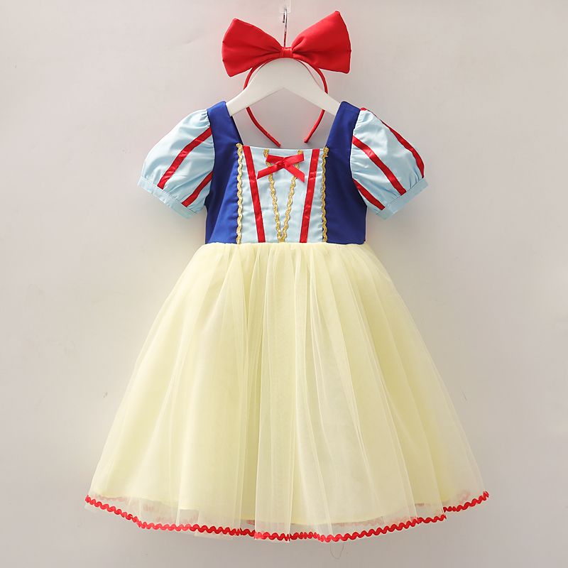 白雪公主裙子兒童夏季冰雪奇緣洋氣連衣裙女童蓬蓬紗裙生日禮服