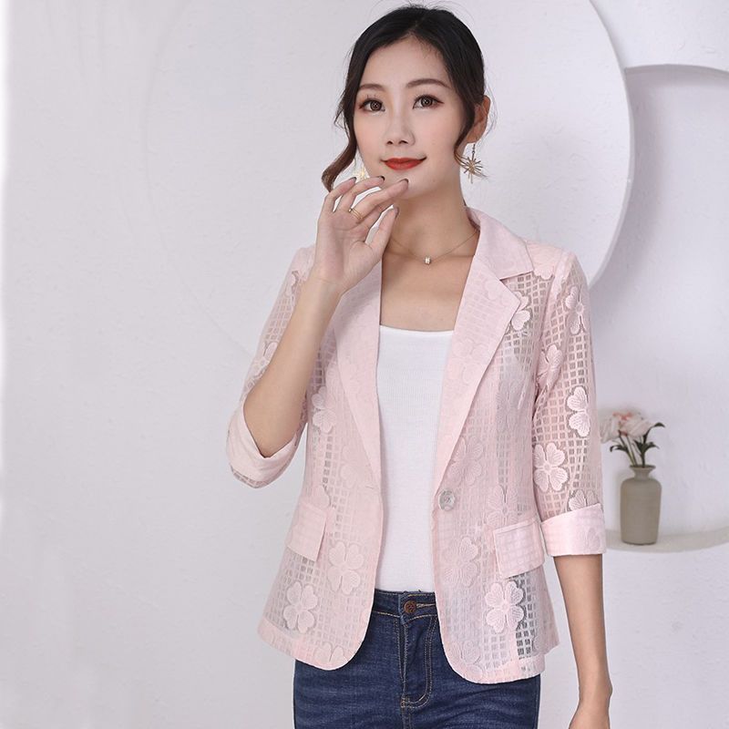 Sun protection clothing new women's style with skirt suspenders with smock summer thin fashion casual mesh small suit jacket