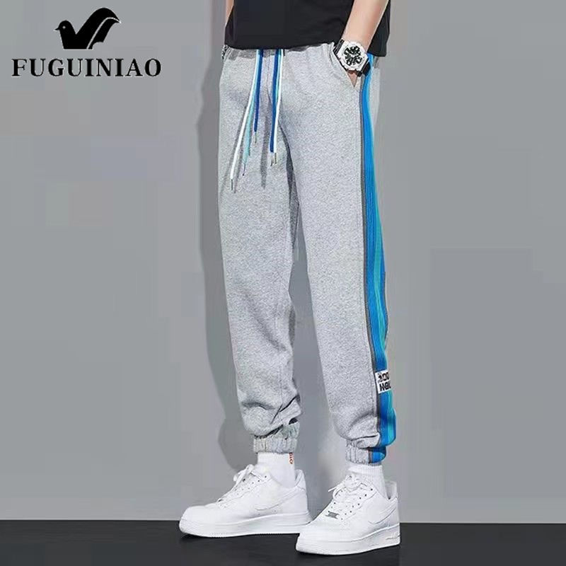 Fuguiniao sports pants men's autumn and winter plus velvet casual men's ins trendy brand loose all-match trendy trousers men's