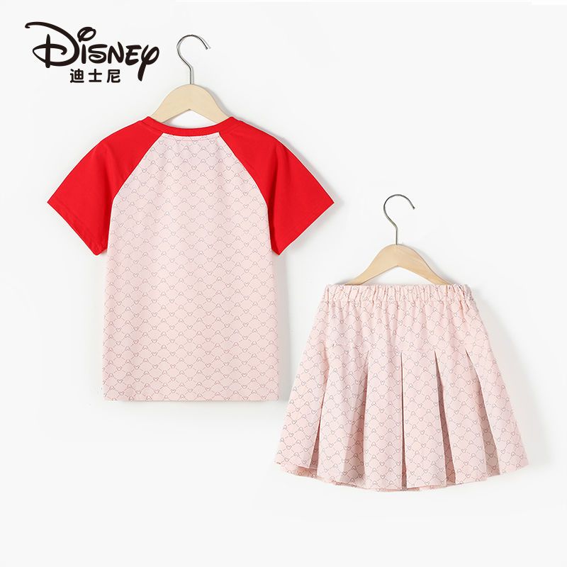 Disney children's clothing girls summer short-sleeved suit 2022 summer girls' short-sleeved T-shirt short skirt two-piece set