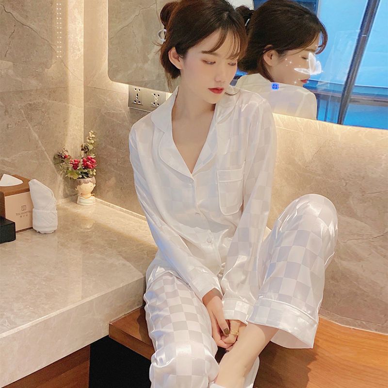 高檔睡衣女春秋季真絲綢長褲長袖性感冰絲薄款寬鬆家居服兩件套裝