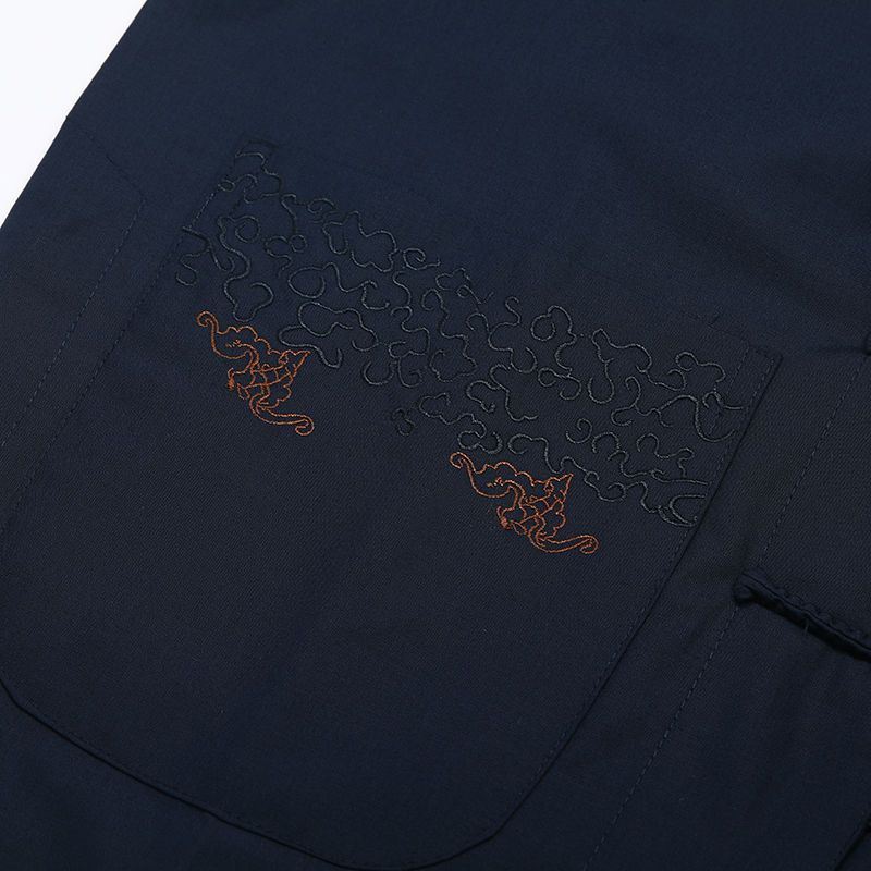 八卦短袖衣服裤子居士服练功服唐装道用品批发短褂长褂双龙法衣 detail 2