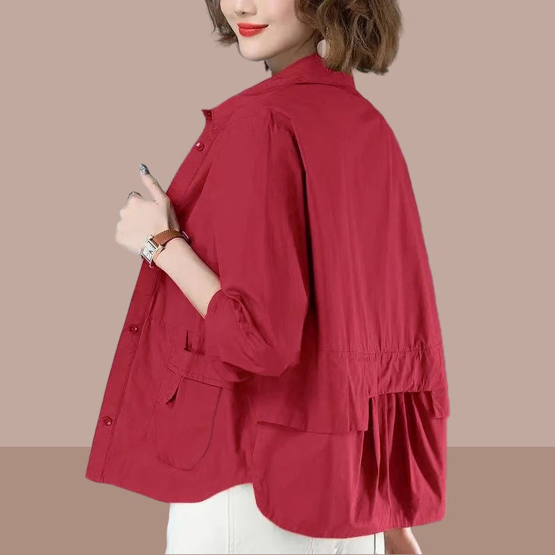 Sunscreen clothing women's summer long-sleeved 2023 new Korean version of foreign style sunscreen clothing loose breathable thin travel sunscreen shirt