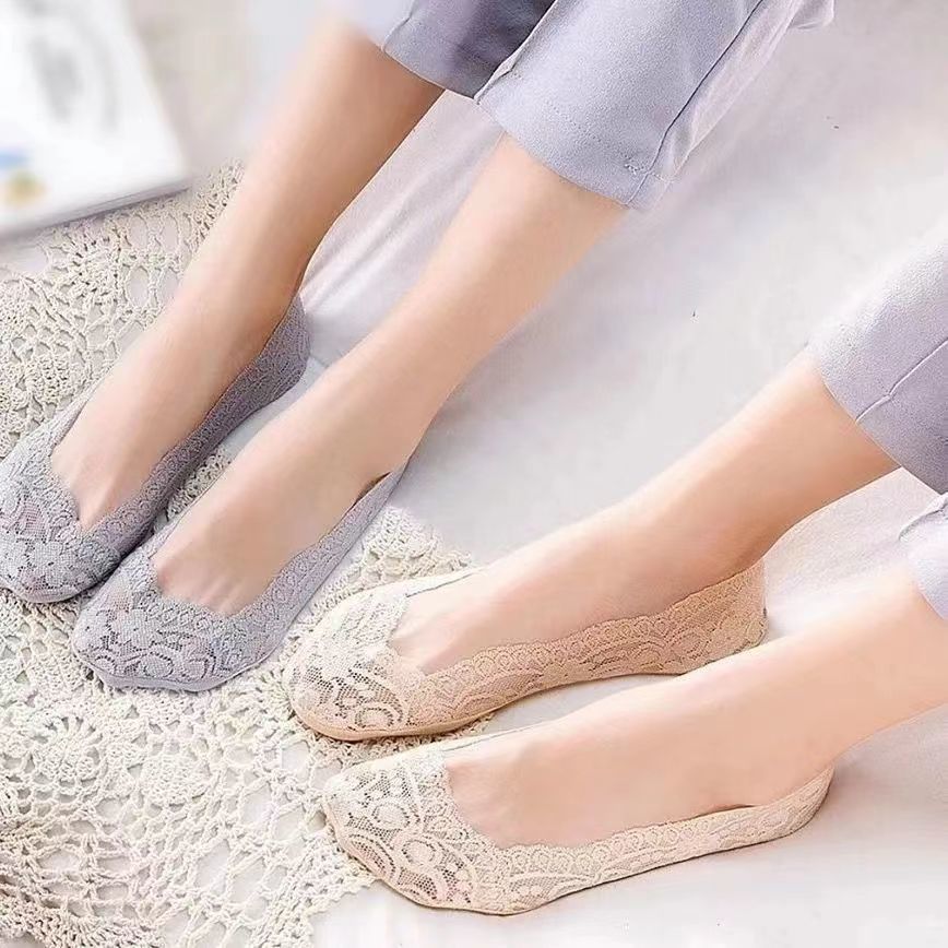 165776-蕾丝船袜女隐形短袜子低帮女夏季薄款防滑防臭不掉跟韩版棉底-详情图