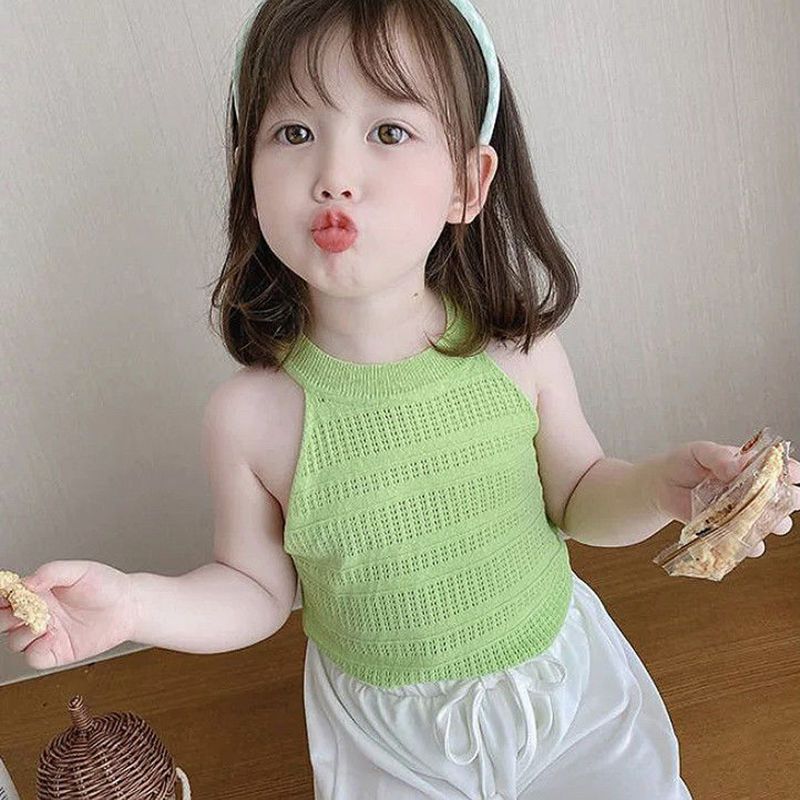 Girls' boys' summer clothes thin top 2-12 years old wearing bottoms air-conditioned clothes sleeveless suspender children's Vest