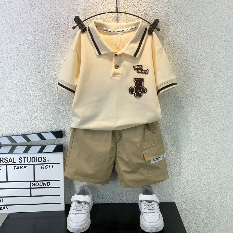 男童夏季套裝洋氣潮童裝男寶寶薄款酷帥兒童夏裝短袖polo衫兩件套