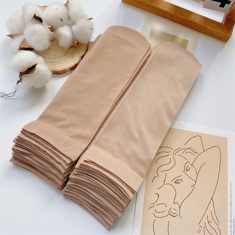 [5/10 pairs] Spring and autumn thickened women's socks, velvet loose mouth anti-hook silk black flesh-colored warm socks