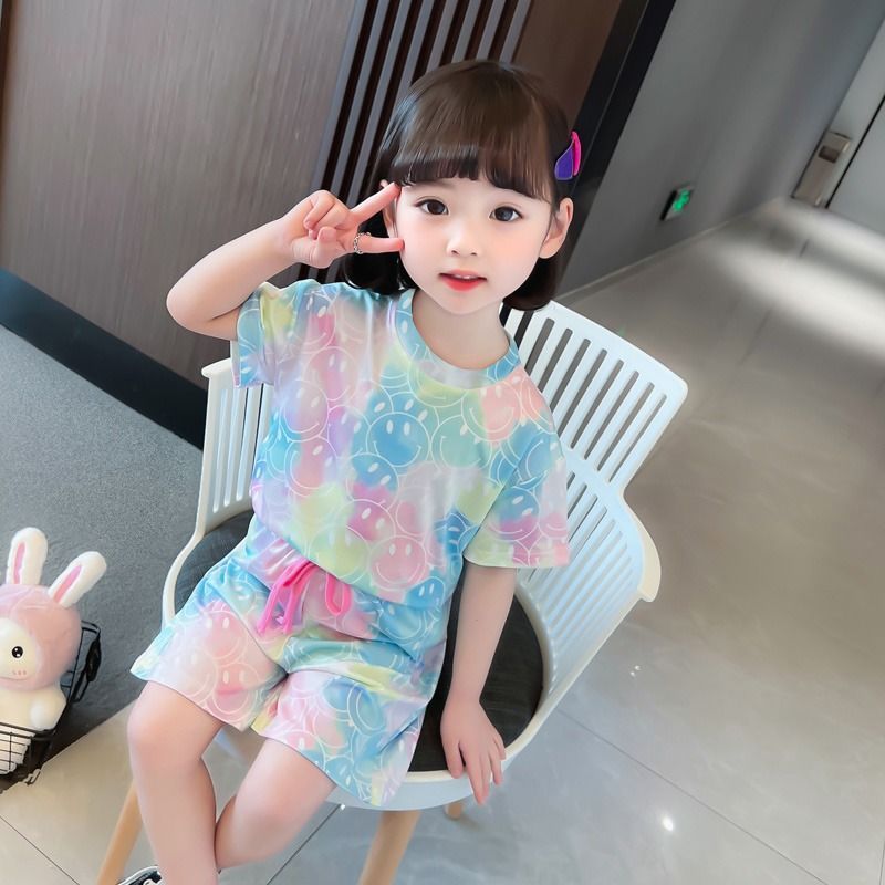 Children's wear summer new home clothes boys and girls children's air-conditioned clothes thin section short-sleeved sports top suit