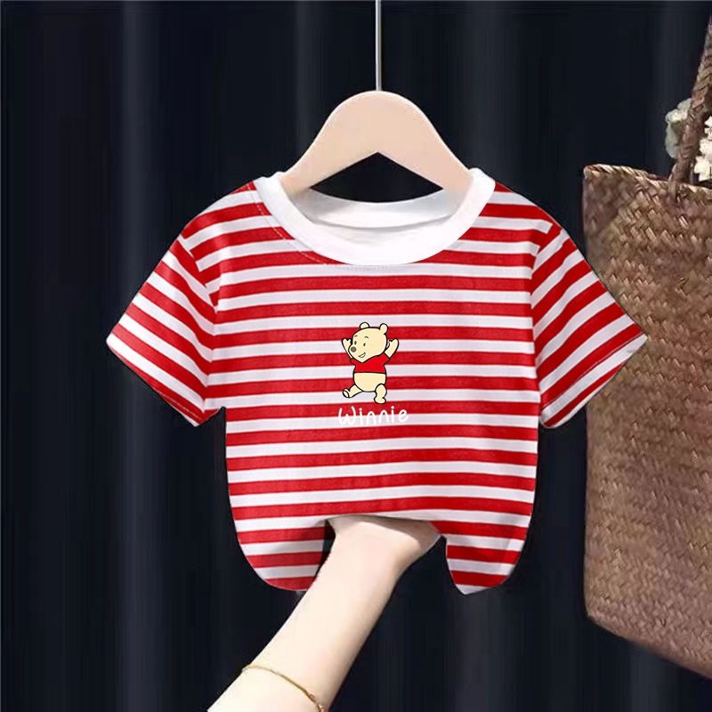 Boys and girls short-sleeved T-shirt cotton summer dress 2022 new baby Korean version of children's fashion striped top