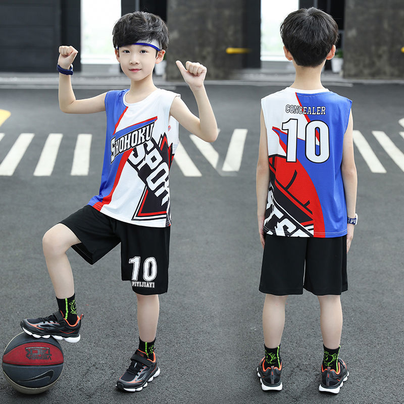 Boys' summer suit  new short-sleeved vest big boy's summer suit quick-drying handsome children's basketball uniform boy