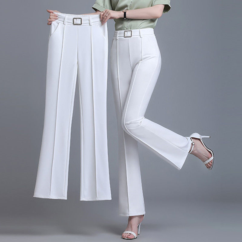 Spring and Autumn Ice Silk Flared Pants Women's High Waist Slim All-match Suit Pants Women's Straight Leg Pants Slim Slim Fashion Casual Pants