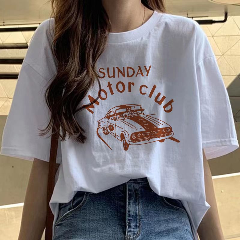 100%純棉短袖t恤女白色打底衫夏季新款韓版學生寬鬆印花上衣ins潮