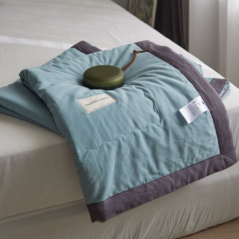 Nordic simple style solid color washed cotton summer cool air-conditioned quilt summer thin quilt student dormitory machine washable quilt core
