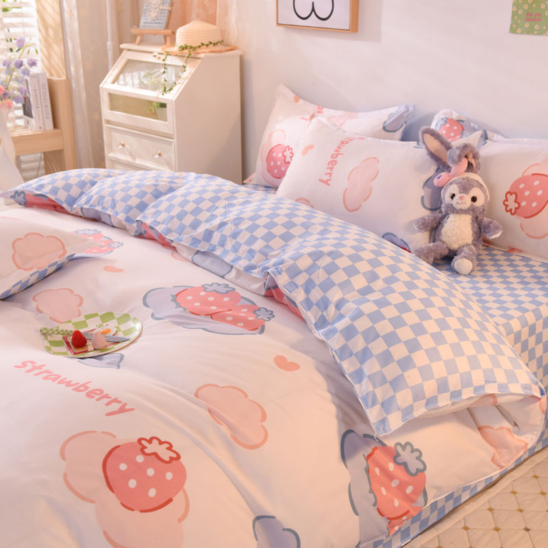 High-value Japanese four-piece set two-dimensional bed sheet quilt cover single and double student dormitory three-piece bedding set