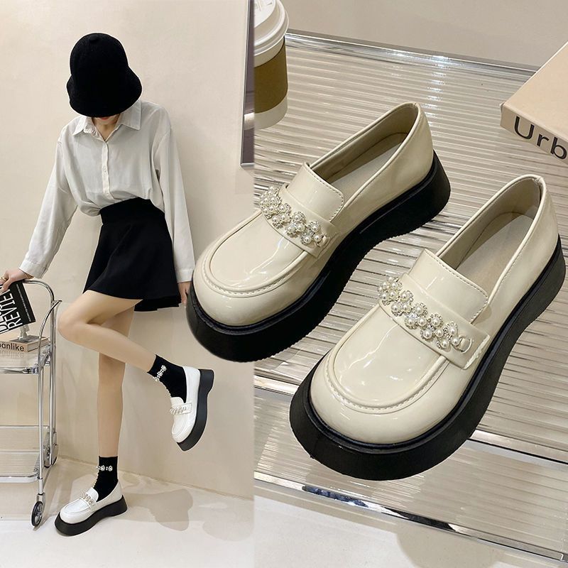 Mary Jane small leather shoes heighten  new women's shoes Korean version versatile one step on Japanese thick soled leofo single shoes women