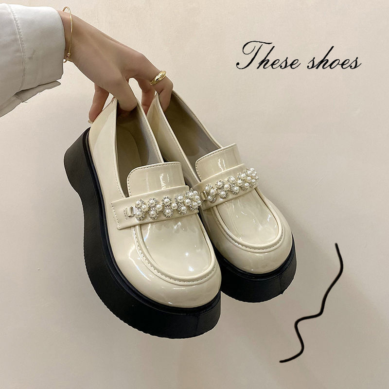 Mary Jane small leather shoes heighten  new women's shoes Korean version versatile one step on Japanese thick soled leofo single shoes women