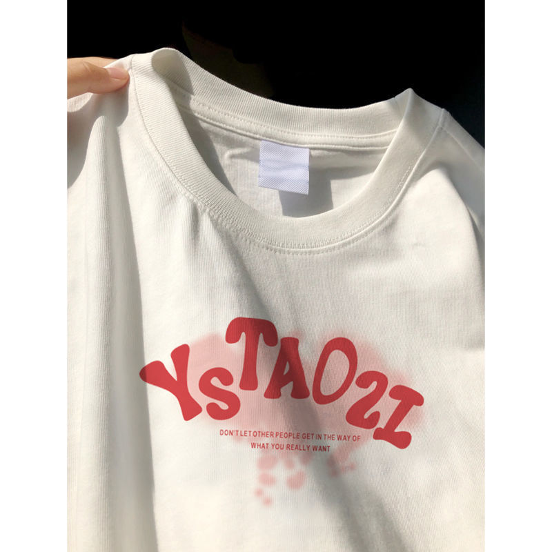 Japanese retro 100% cotton white short-sleeved T-shirts for men and women new student loose Korean style couple tops ins trend