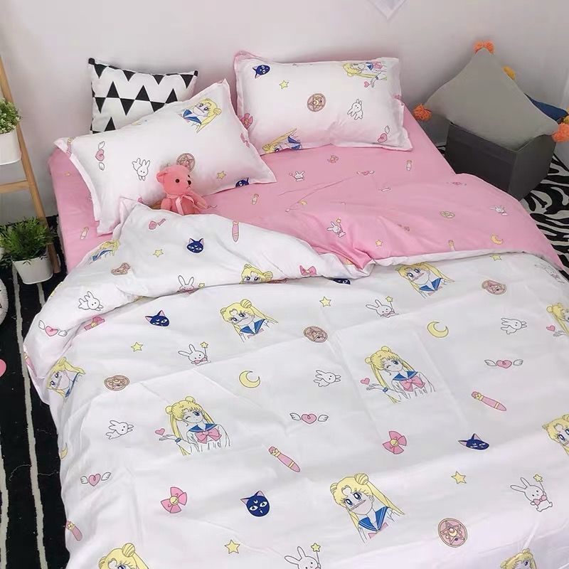 Water washed cotton four piece set of spring and autumn bedding, matted quilt cover bed, single student dormitory quilt, sheet, three piece set