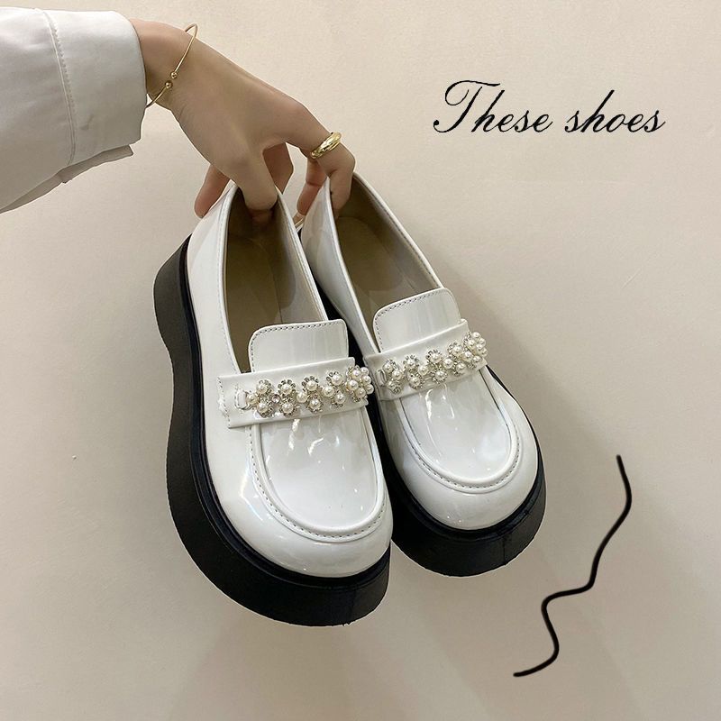 Mary Jane small leather shoes heighten  new women's shoes Korean version versatile one step on Japanese thick soled leofo single shoes women