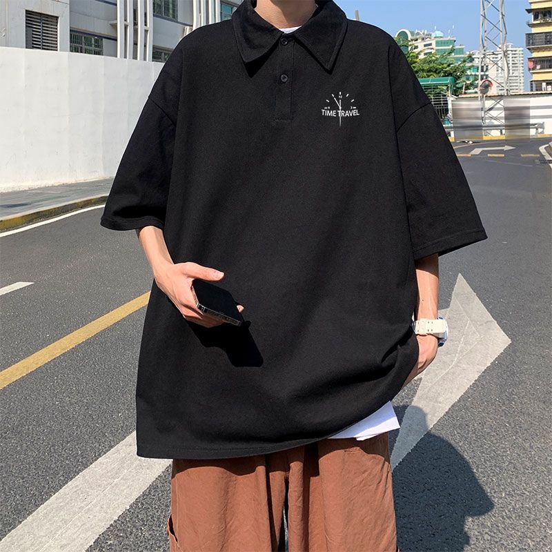 翻領短袖polo衫男夏季薄款ins潮牌男生寬鬆休閒日系半袖純棉t恤男
