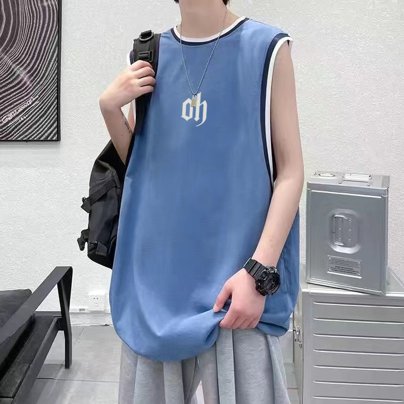 Summer five-quarter sleeve t-shirt male Korean version handsome hip-hop student vest sports shorts trendy two-piece suit