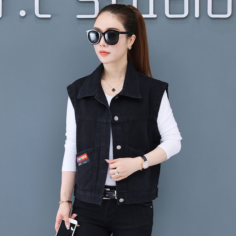 Spring jacket jacket cowgirl vest embroidered outerwear denim all-match denim jacket 2023 spring and autumn new