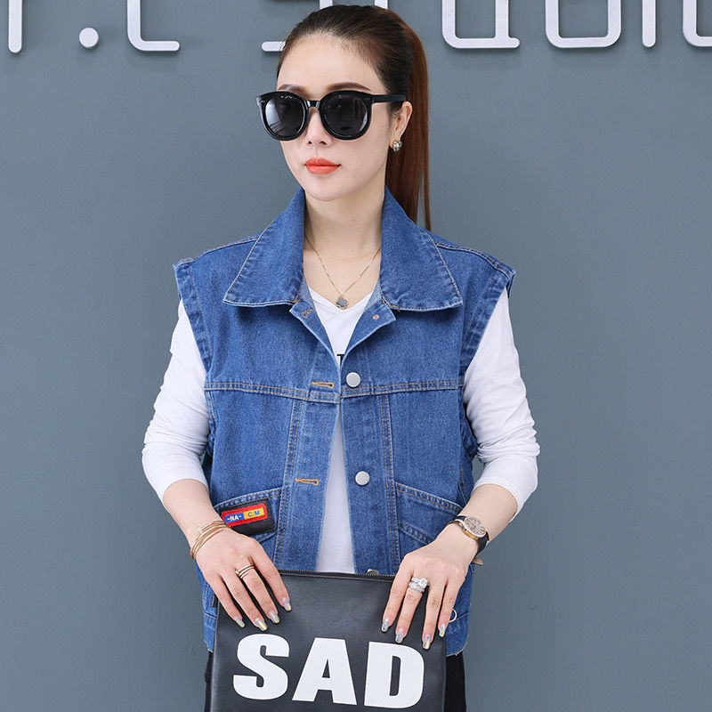 Spring jacket jacket cowgirl vest embroidered outerwear denim all-match denim jacket 2023 spring and autumn new