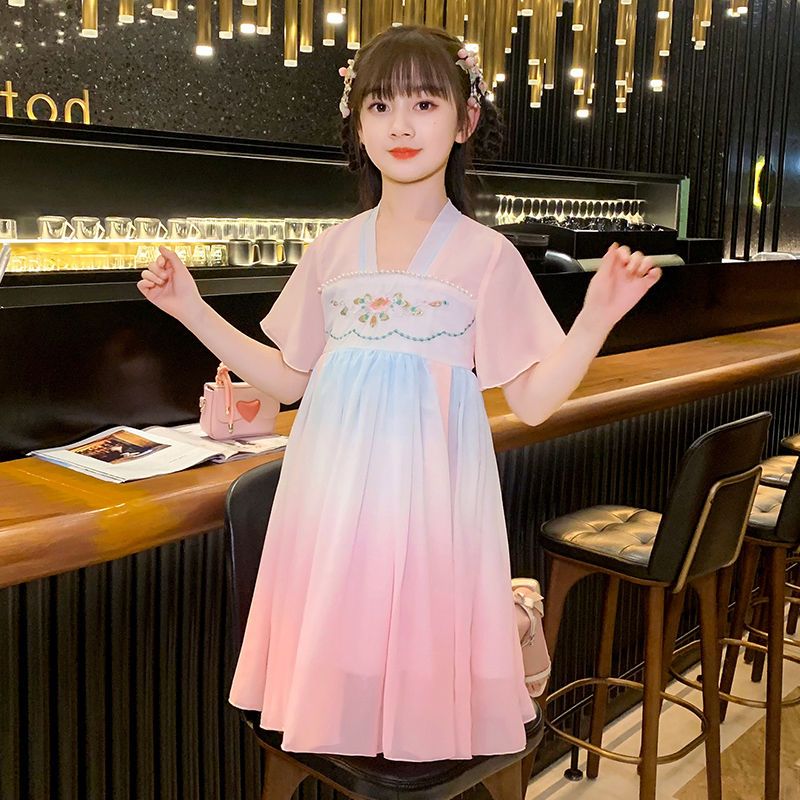 女童漢服超仙古風兒童裝中國風夏季連衣裙小女孩古裝唐裝裙子夏裝
