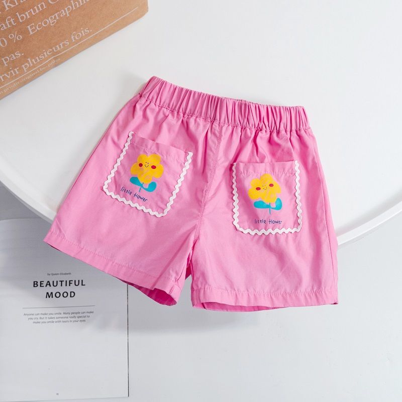 Girls' summer shorts  new foreign style children's cartoon printing children's outerwear fashion all-match casual pants