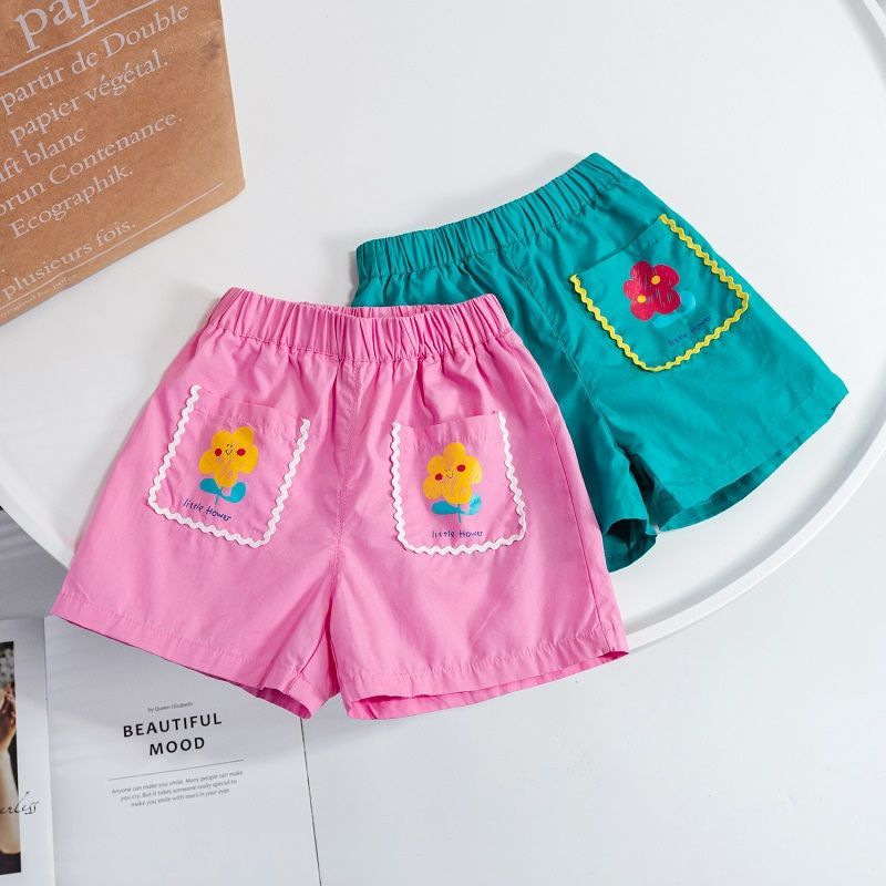 Girls' summer shorts 2023 new foreign style children's cartoon printing children's outerwear fashion all-match casual pants