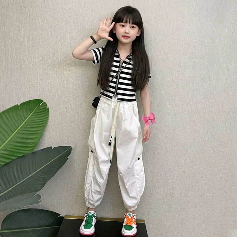女童夏裝套裝2023新款兒童夏季薄款休閒褲女孩短袖韓版洋氣網紅潮