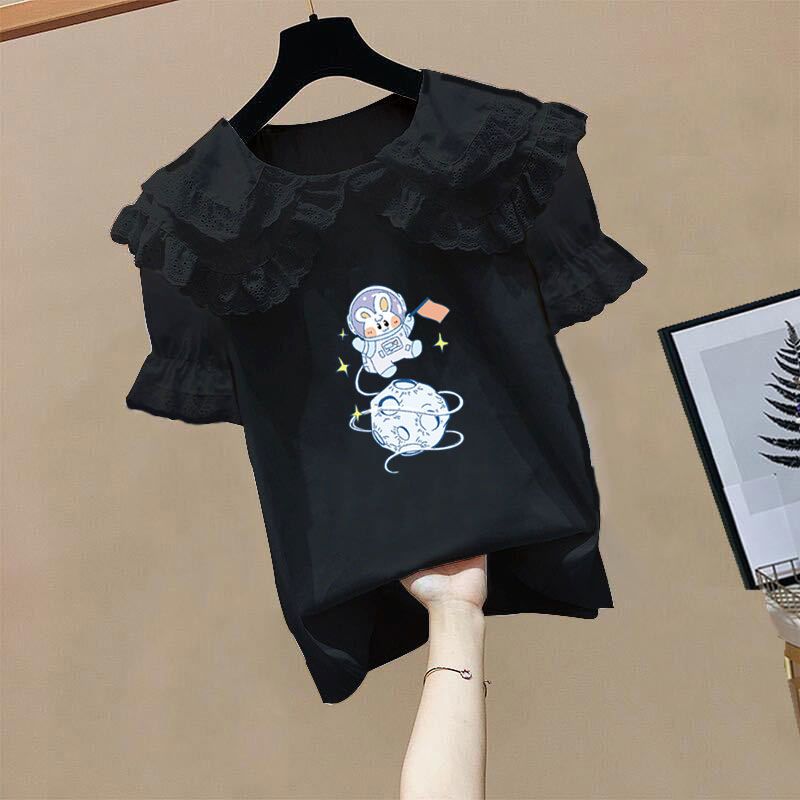 童装短袖衬衫2023夏季新款韩版儿童装中大童娃娃领小女孩衬衣女潮