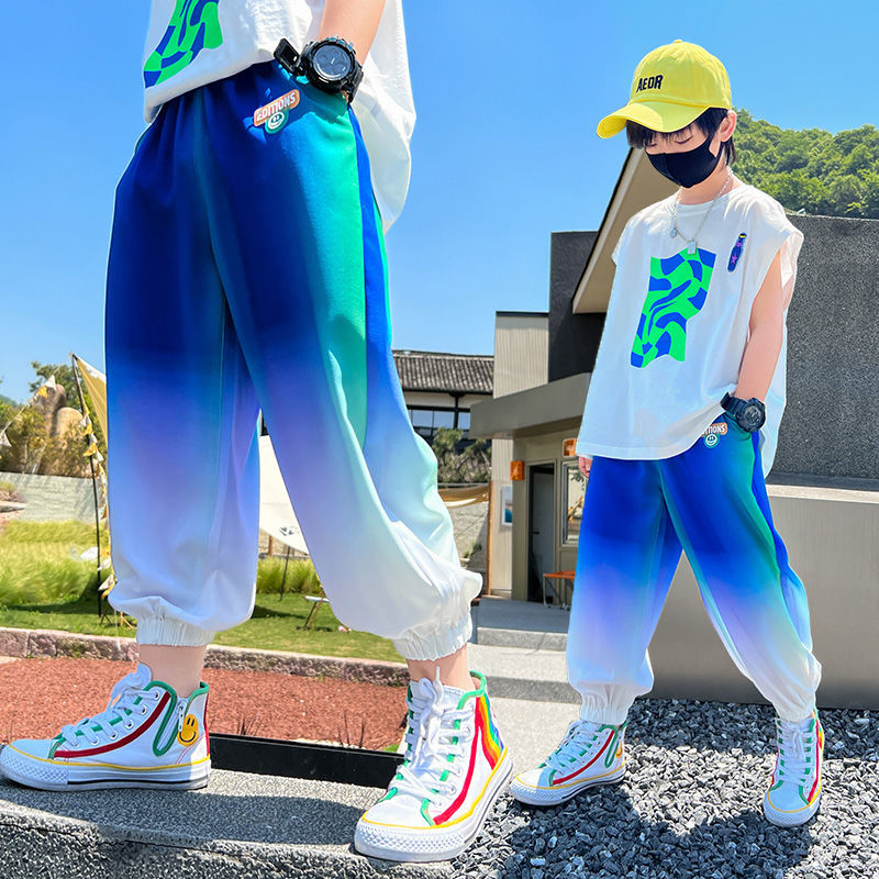 男童防蚊褲2023新款夏款薄款兒童褲子夏季休閒中大童九分褲長褲潮