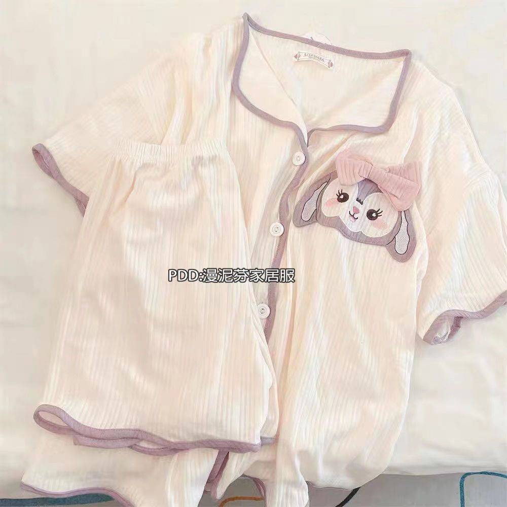 Japanese pajamas girl summer short-sleeved shorts thin section ins cartoon cute big-eared dog outerwear home service suit