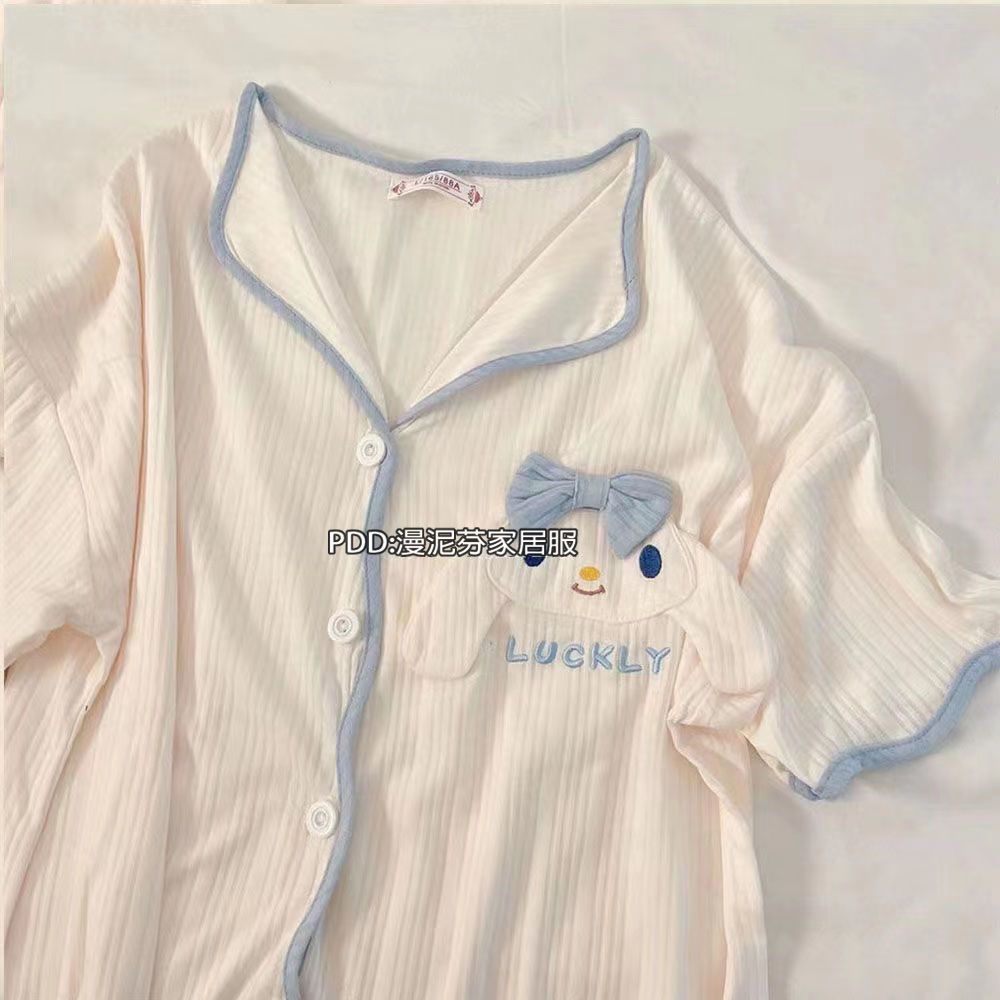 Japanese pajamas girl summer short-sleeved shorts thin section ins cartoon cute big-eared dog outerwear home service suit