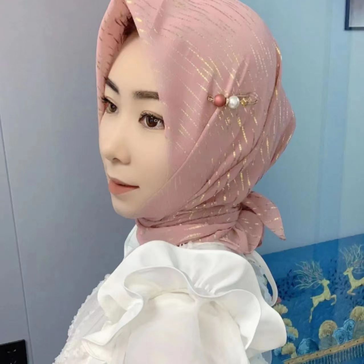 Muslim new chiffon ironing square scarf Hui casual fashion gauze female Baotou cap foreign style thin and breathable