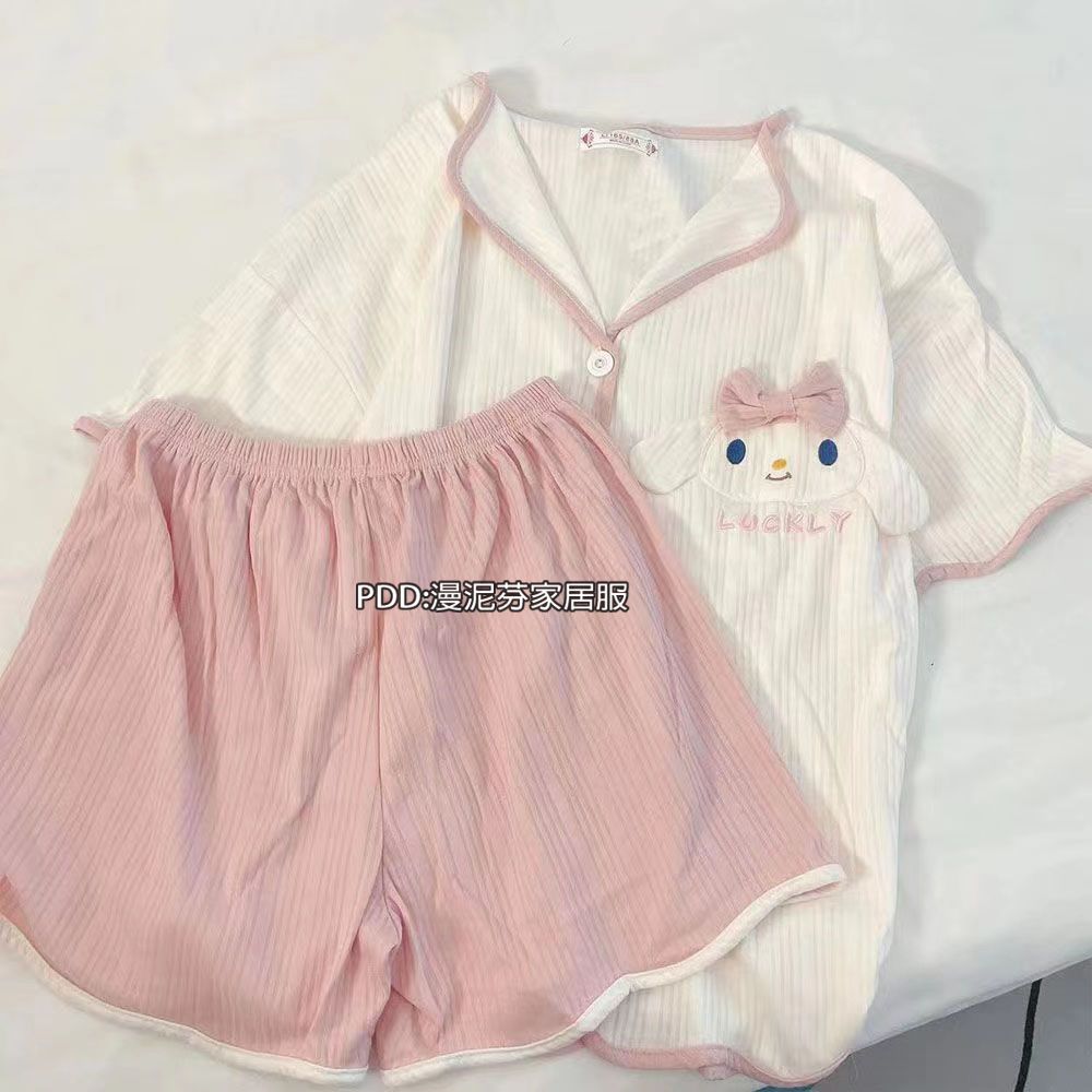 Japanese pajamas girl summer short-sleeved shorts thin section ins cartoon cute big-eared dog outerwear home service suit