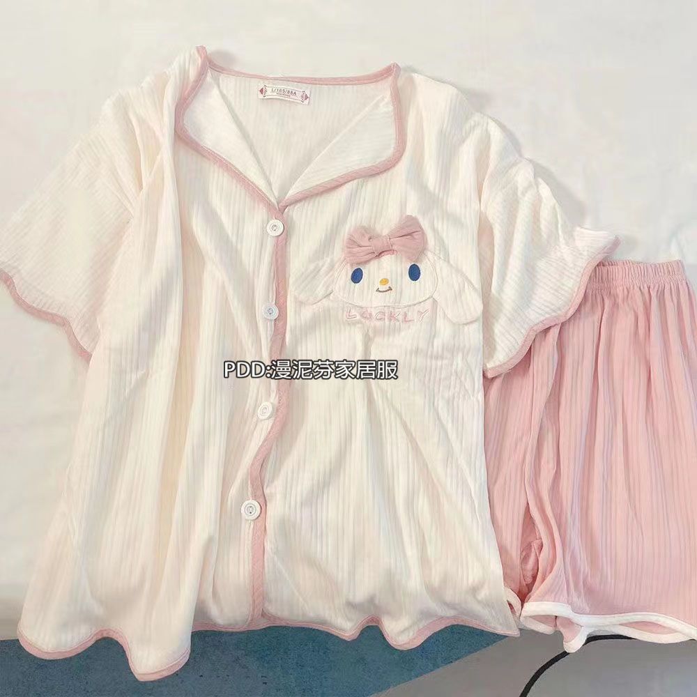 Japanese pajamas girl summer short-sleeved shorts thin section ins cartoon cute big-eared dog outerwear home service suit