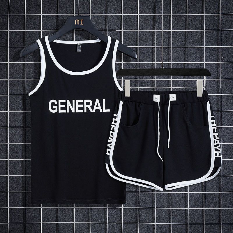 Sports suit men's running fitness quick-drying training clothes sleeveless vest shorts two-piece summer casual men's wear
