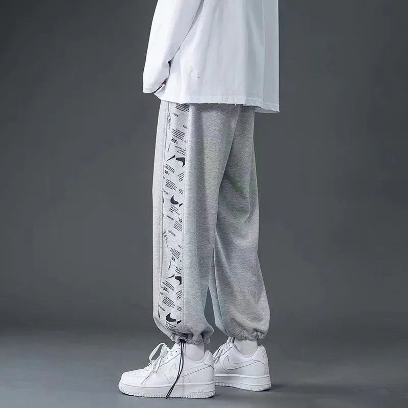 Casual long pants men's spring and summer 2022 sports thin section loose drawstring feet trendy boys gray sweatpants