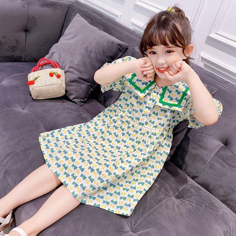 女童連衣裙夏裝2023新款夏季童裝女中大童短袖裙子兒童洋氣娃娃裙