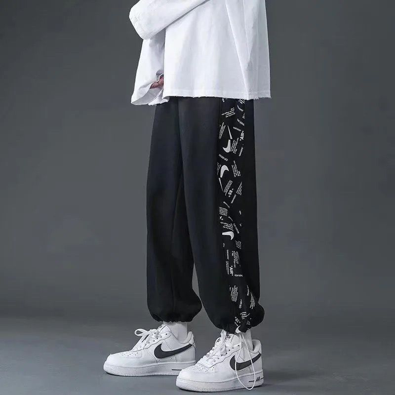 Casual long pants men's spring and summer 2022 sports thin section loose drawstring feet trendy boys gray sweatpants