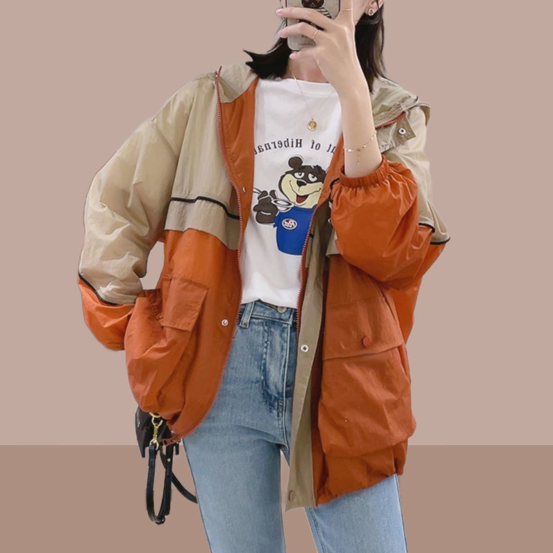 Large size sun protection clothing women's outer wear breathable 2023 summer new thin section Korean version commuter sunshade hooded short coat