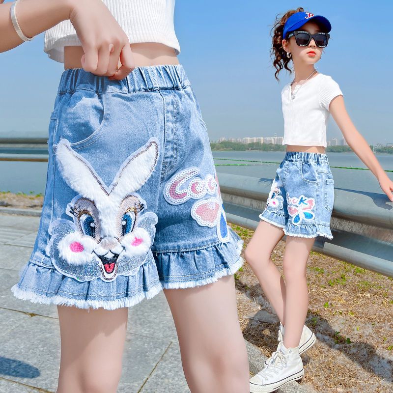 女童外穿短褲夏裝休閒洋氣女大童寬鬆夏季薄款褲子夏天兒童牛仔褲