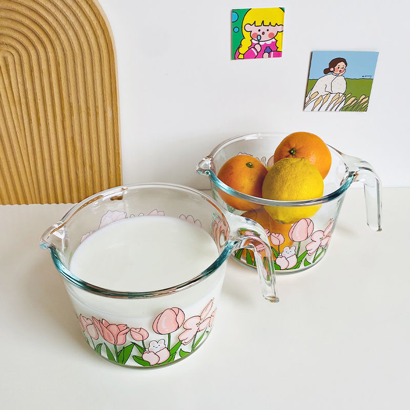 量杯玻璃杯带刻度家用耐高温大容量打蛋烘焙毫升计量刻度牛奶杯子
