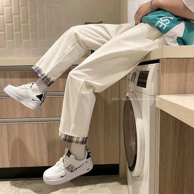 Spring, summer and autumn trousers for men, thin loose and comfortable casual trousers for men, trendy harem nine-point straight pants for men, breathable trousers