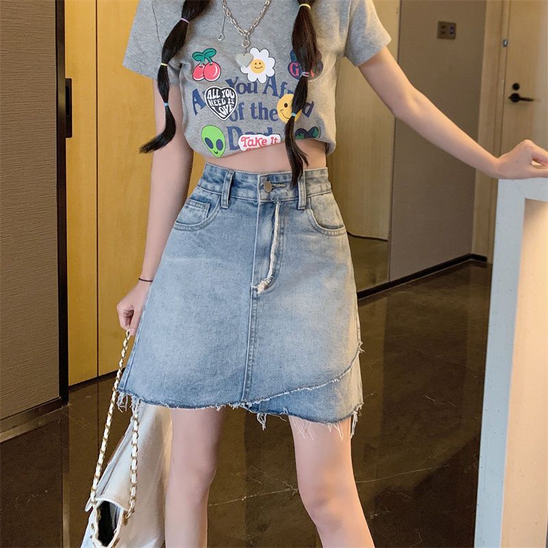 不規則包臀裙夏季辣妹裙子高腰半身裙設計感牛仔裙女小眾a字短裙